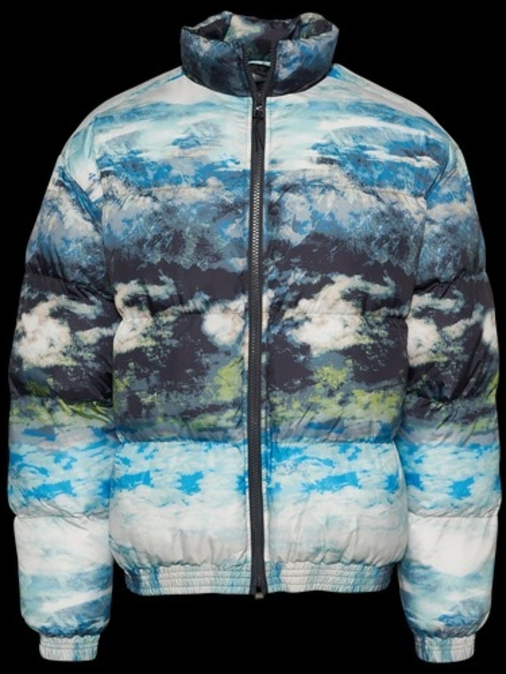 LCKR Scenic Landscape Mountain Print Puffer Jacket - Multi/White - Like New